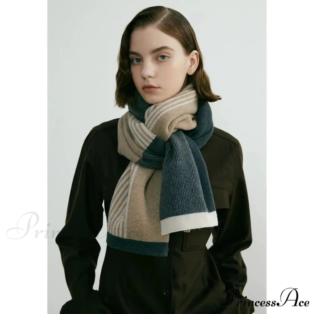 Cashmere Winter Scarf for Women - Designer Knit Warmth Dark green / L180cm W32cm