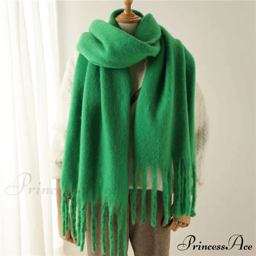 Cashmere Winter Scarf for Women - Solid Thick Soft Pashmina Wrap GREEN