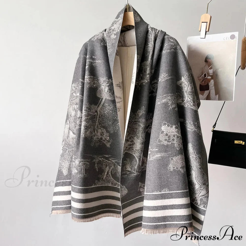 Cashmere Winter Shawl Scarf grey scarf-241228