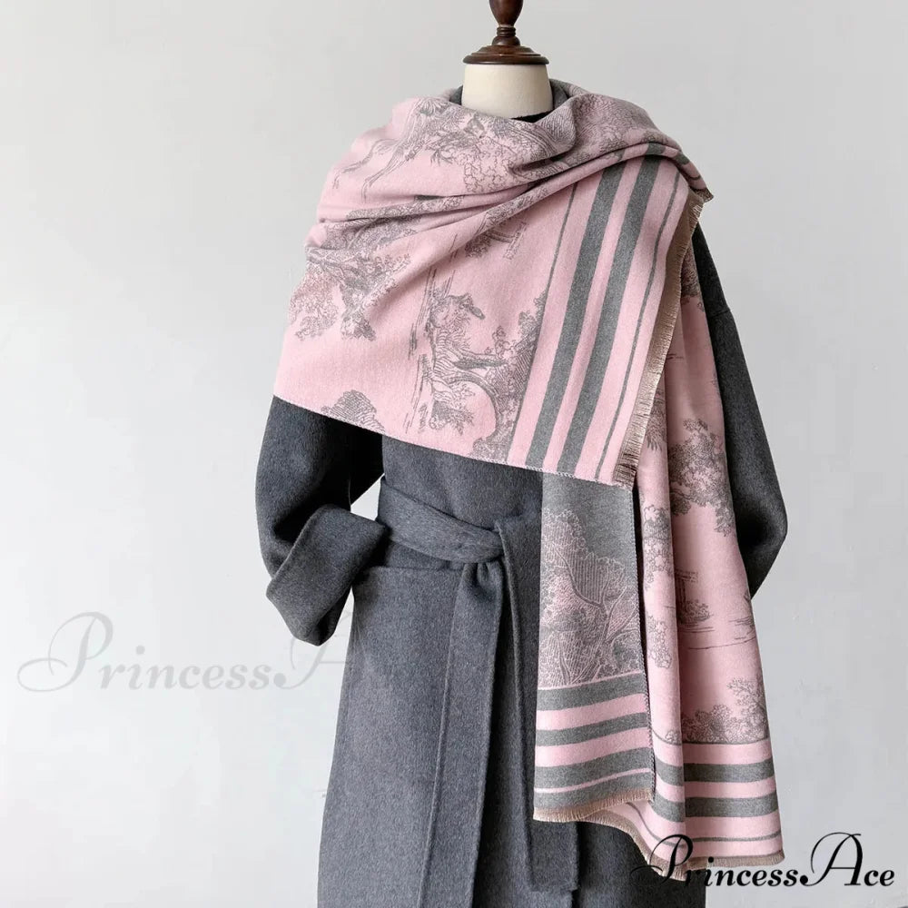 Cashmere Winter Shawl Scarf pink scarf-241228