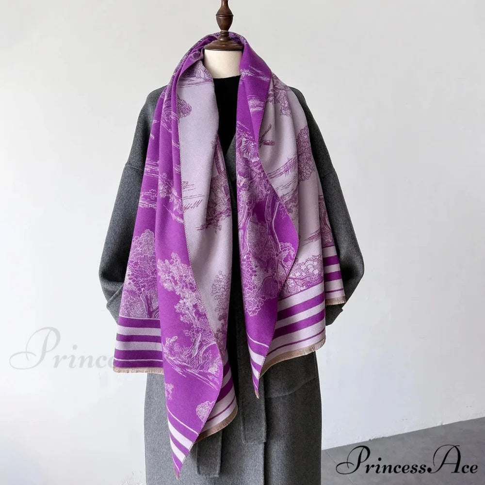 Cashmere Winter Shawl Scarf purple scarf-241228