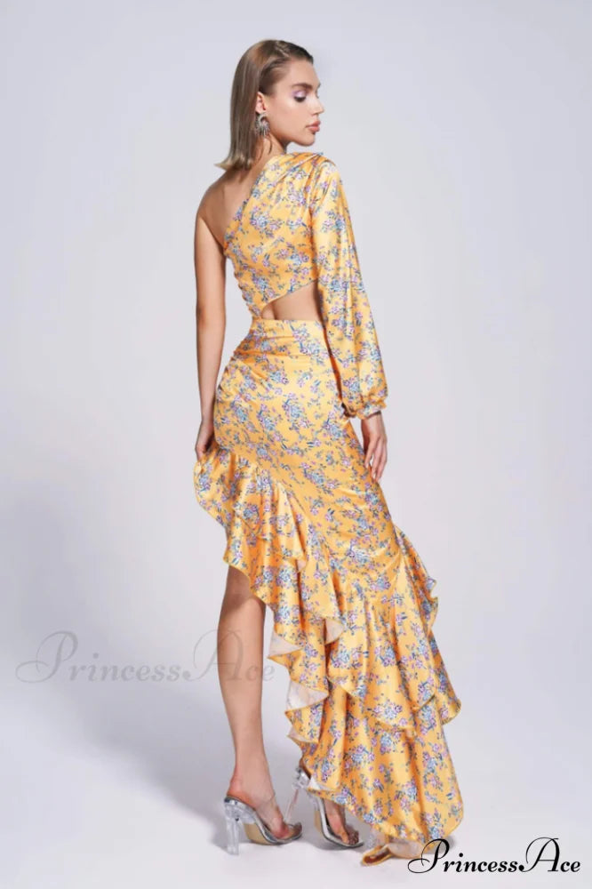 Cassidy One Shoulder Charming Floral Maxi Dress