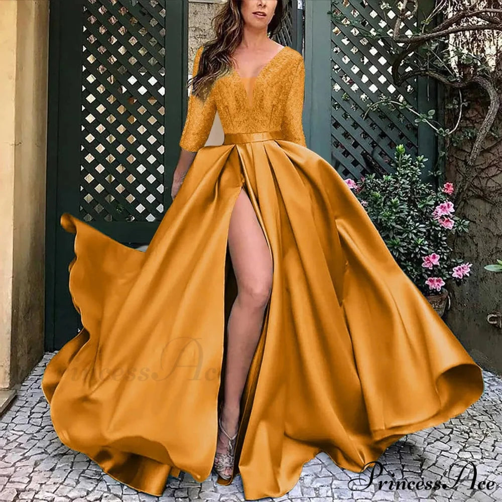 Casual 2024 Pom-Pom Dot Summer Mini Party V-Neck Trumpet Sleeve Chiffon Women Clothes Vestidos Dress Yellow / S