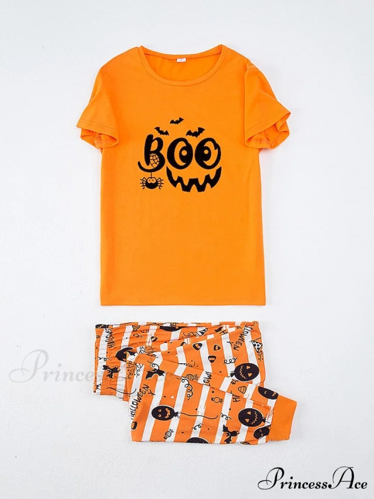 Casual Arm Letter T-shirt Pant Pajama Breathable Home Women’s Black Brief Tee Animal Fall Neck Christmas Crew Set