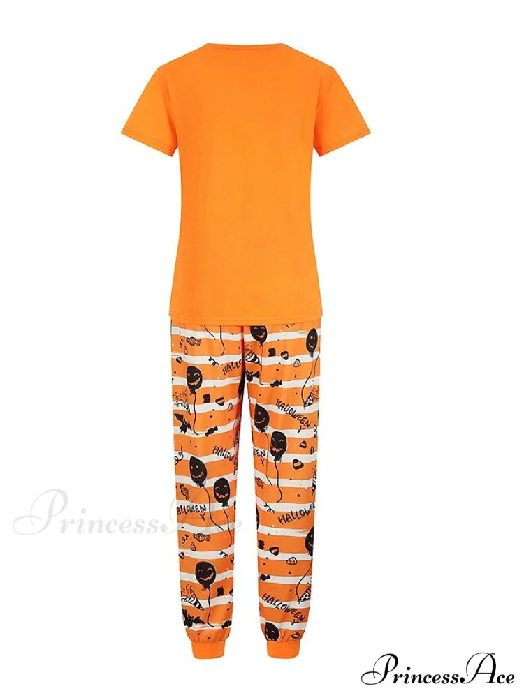 Casual Arm Letter T-shirt Pant Pajama Breathable Home Women’s Black Brief Tee Animal Fall Neck Christmas Crew Set