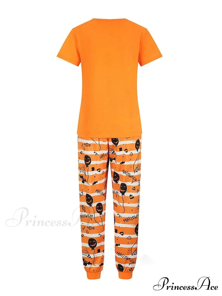 Casual Arm Letter T-shirt Pant Pajama Breathable Home Women’s Black Brief Tee Animal Fall Neck Christmas Crew Set