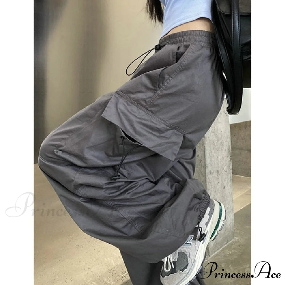Casual Baggy Straight Wide Leg Pockets Joggers Trousers