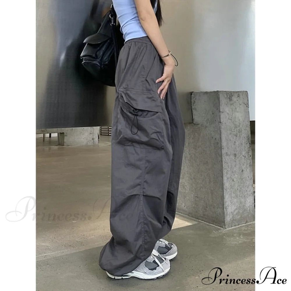 Casual Baggy Straight Wide Leg Pockets Joggers Trousers
