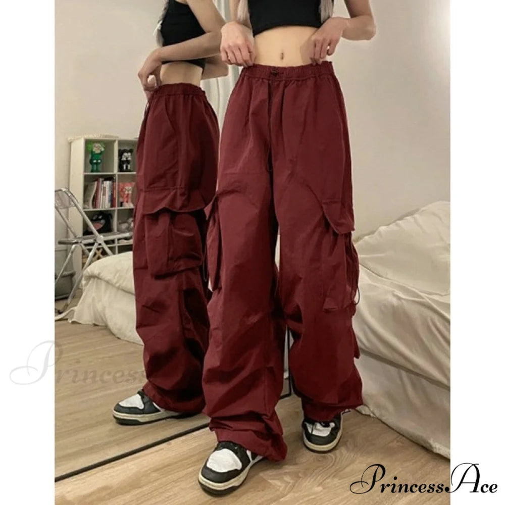 Casual Baggy Straight Wide Leg Pockets Joggers Trousers