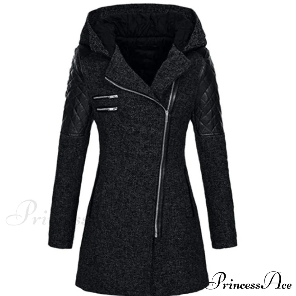 Casual Coat Patchwork Stylish for Wear Black / S