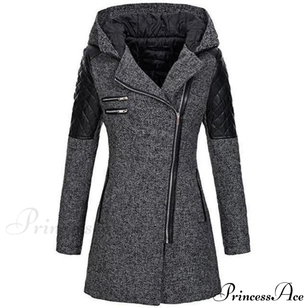 Casual Coat Patchwork Stylish for Wear Dark Gray / S
