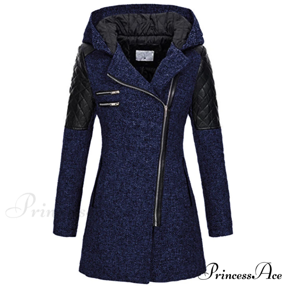 Casual Coat Patchwork Stylish for Wear Navy Blue / S