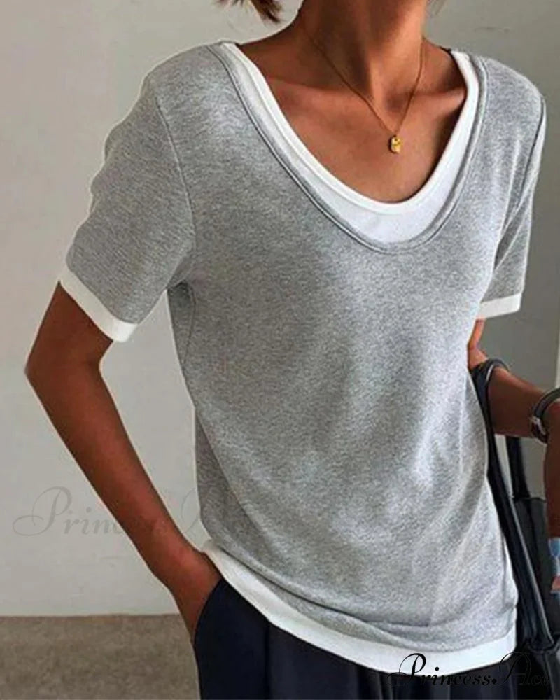 Casual Color Solid T-shirts Gray / S