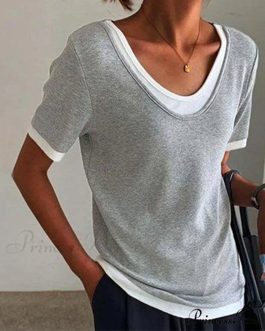 Casual Color Solid T-shirts Gray / S
