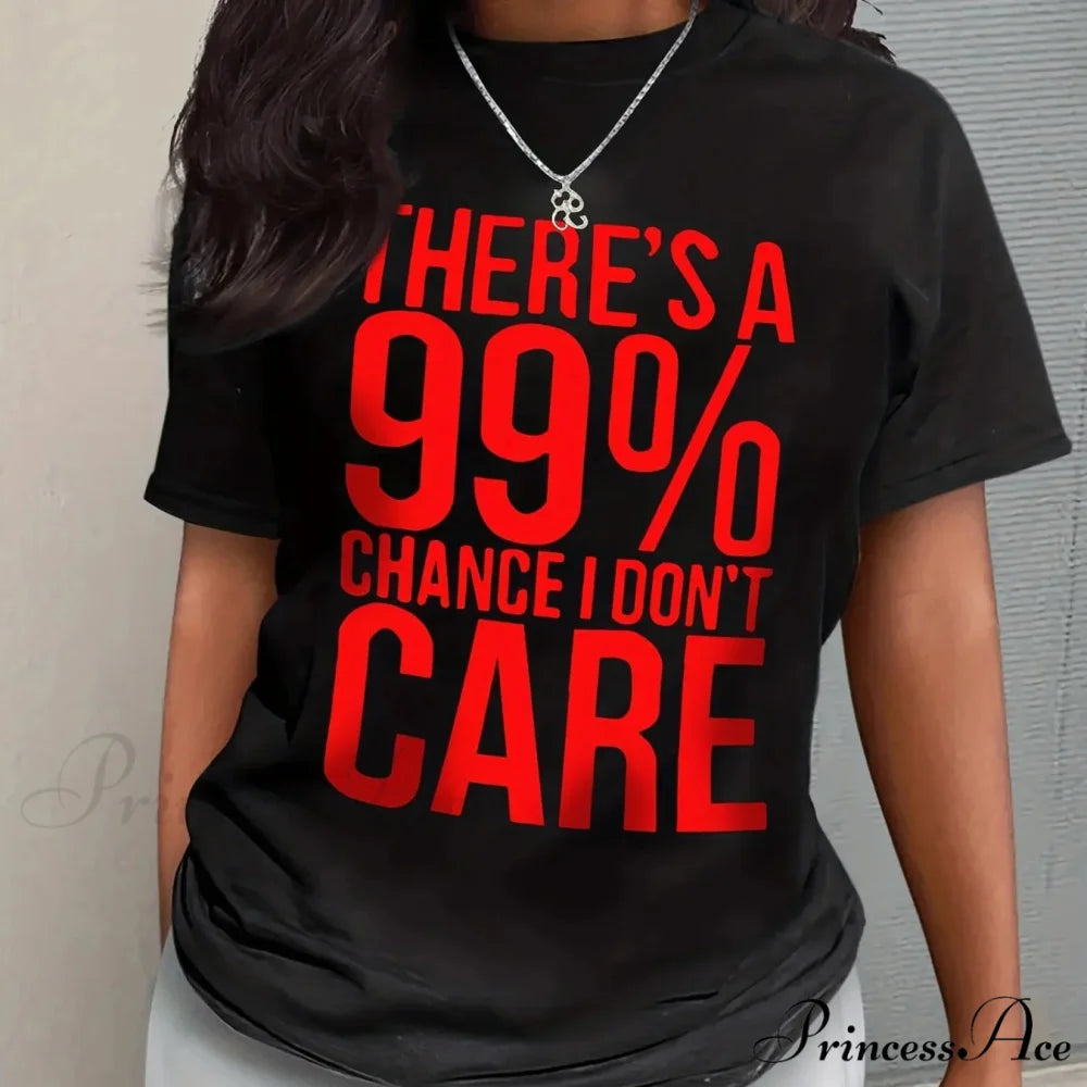 Casual Crew Neck Short Sleeve Letter Print Summer Women’s Clothing T-shirt BLACK / S