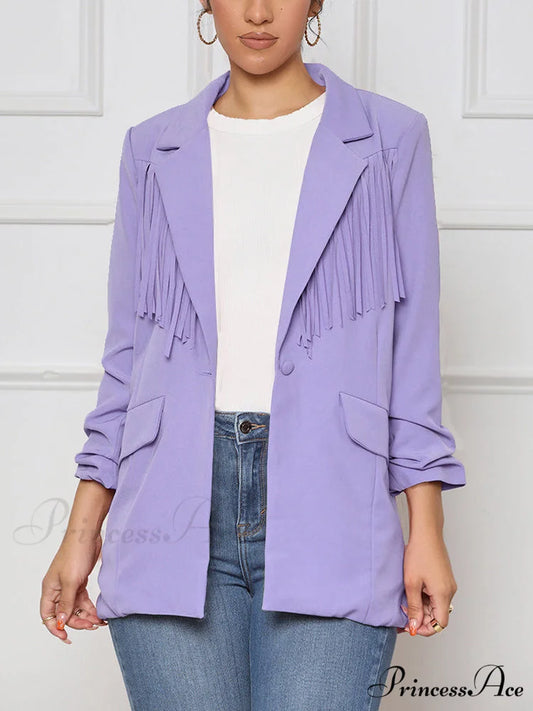 Casual Fringe Graceful Maxi Dress Purple / M