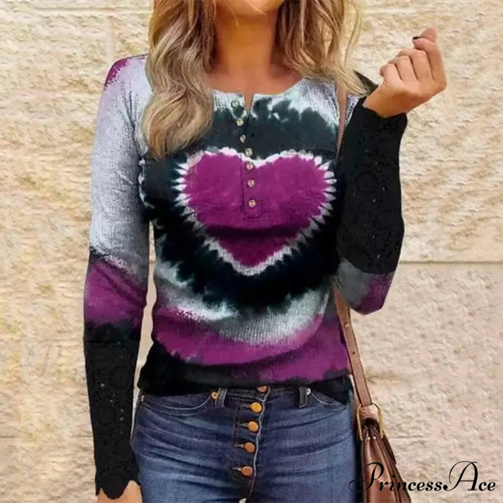 Casual Heart Blouse with Print Multicolor / S