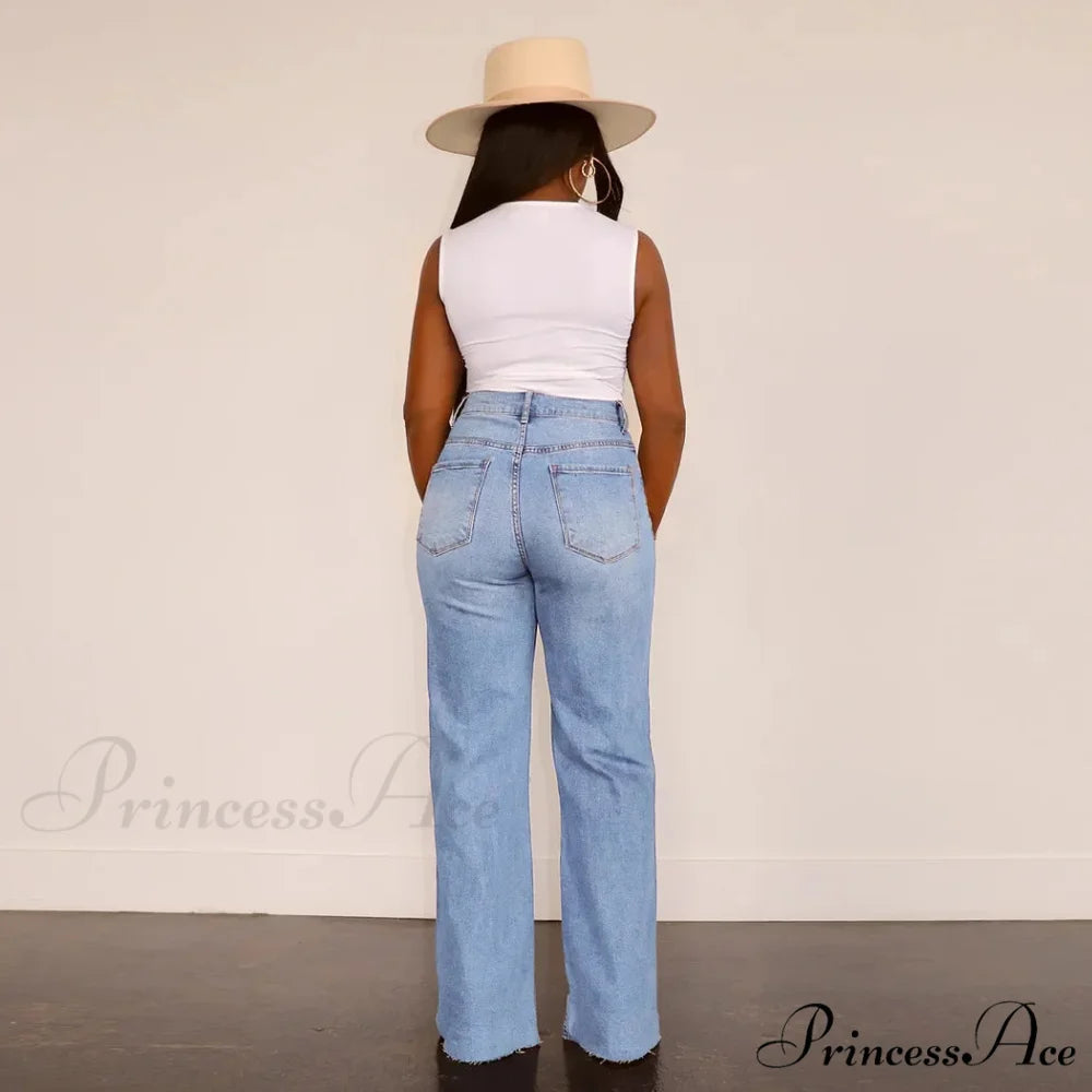 Casual High Waist Wide Leg Pants Loose Fashion Women’s Street Ripped Plus Size Mom Denim Trousers 2024 Ladies Pants Jean