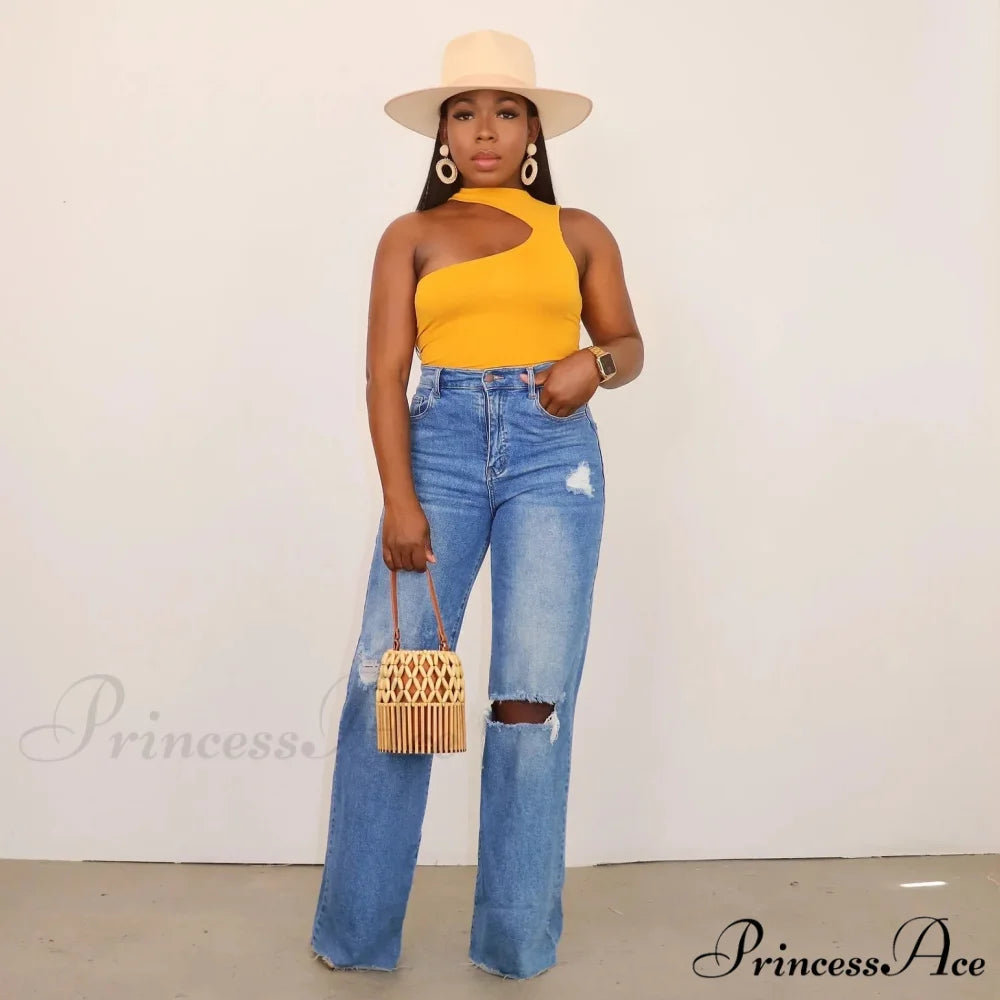 Casual High Waist Wide Leg Pants Loose Fashion Women’s Street Ripped Plus Size Mom Denim Trousers 2024 Ladies Pants Jean