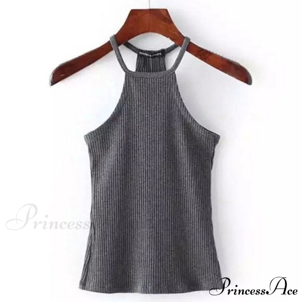 Casual Knit Basic Tank Top deep grey / S