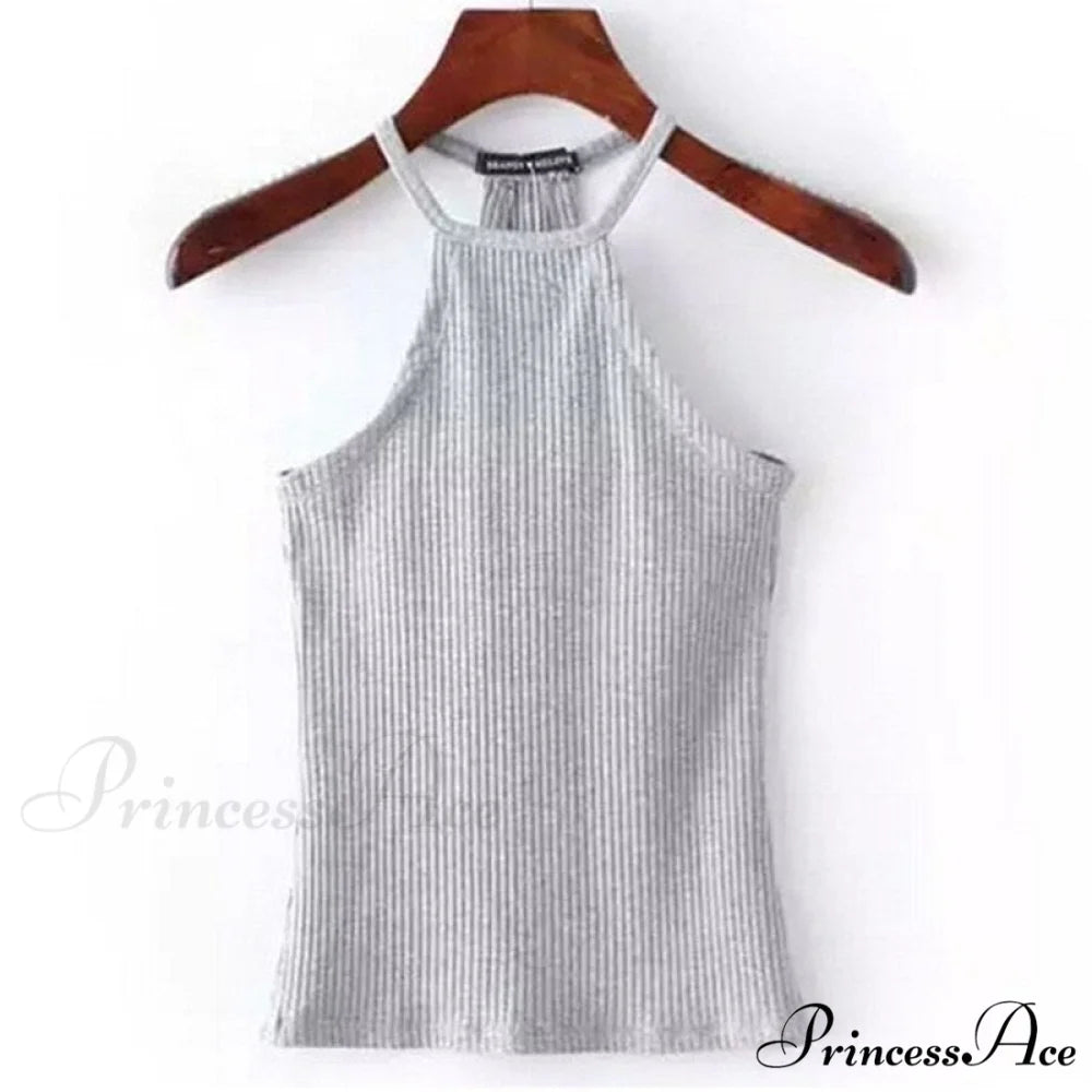 Casual Knit Basic Tank Top grey / S