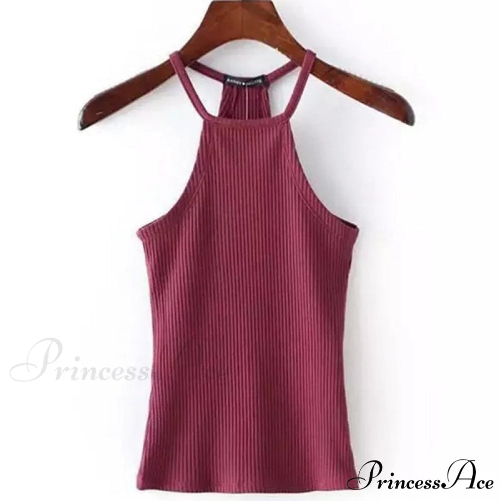 Casual Knit Basic Tank Top red / S