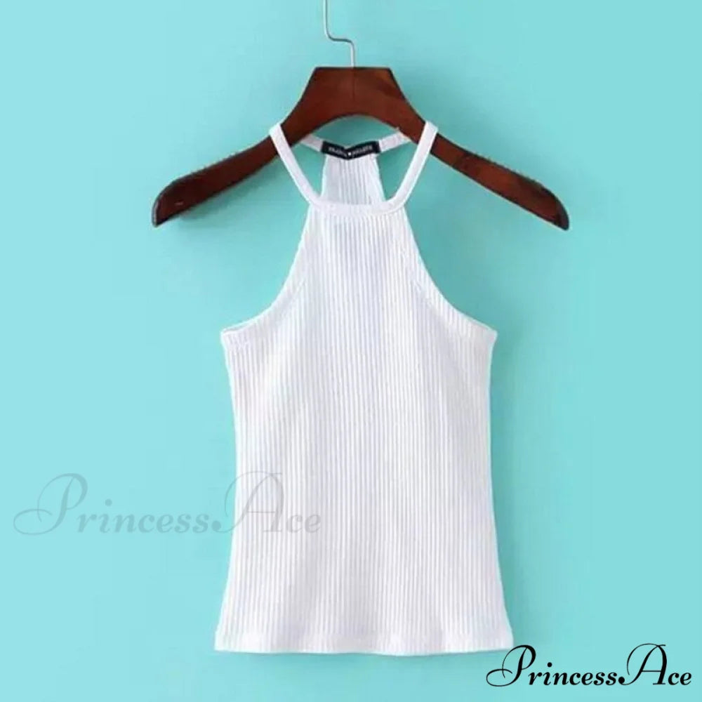 Casual Knit Basic Tank Top white / S