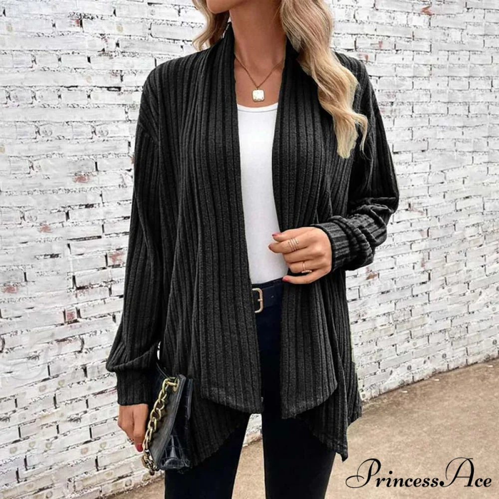Casual Knitted Cardigan Black / S
