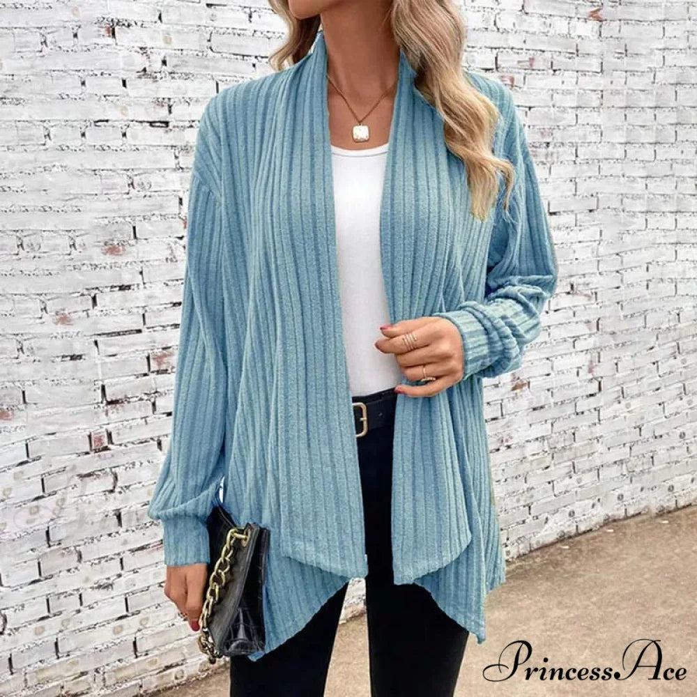 Casual Knitted Cardigan Sky Blue / S