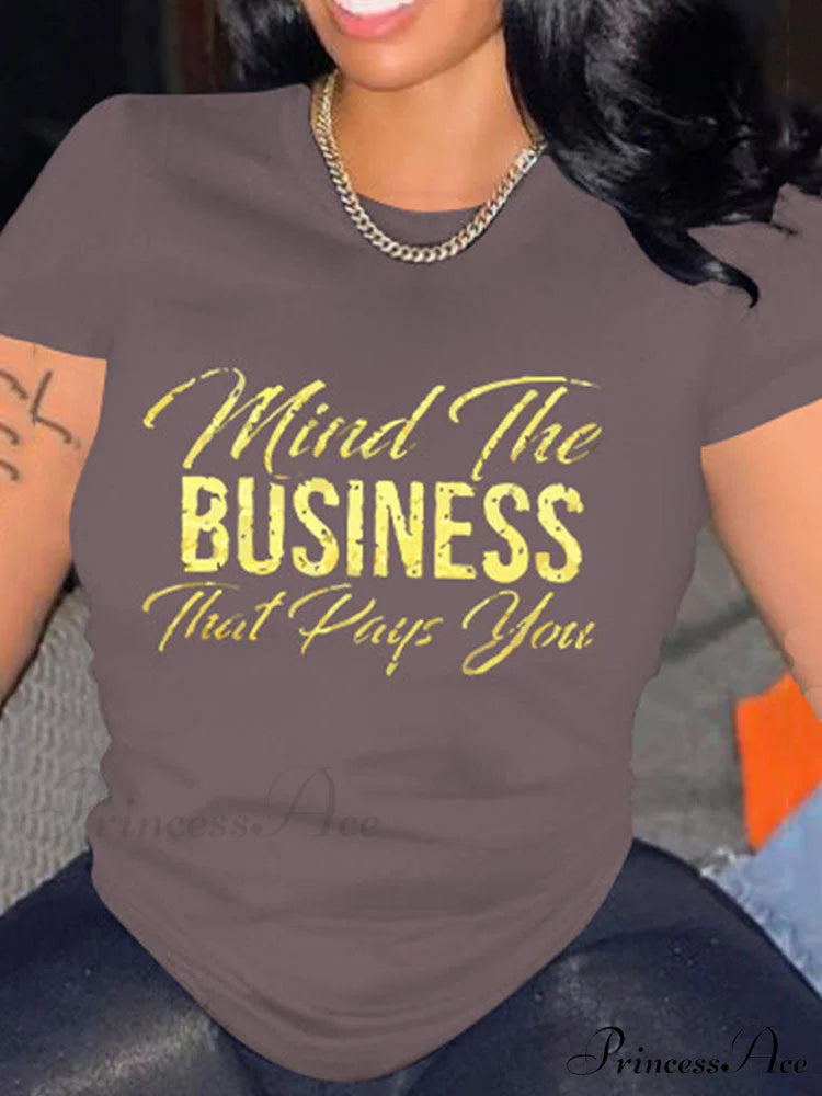 Casual Letter Graceful Loose Shirt Coffee / M