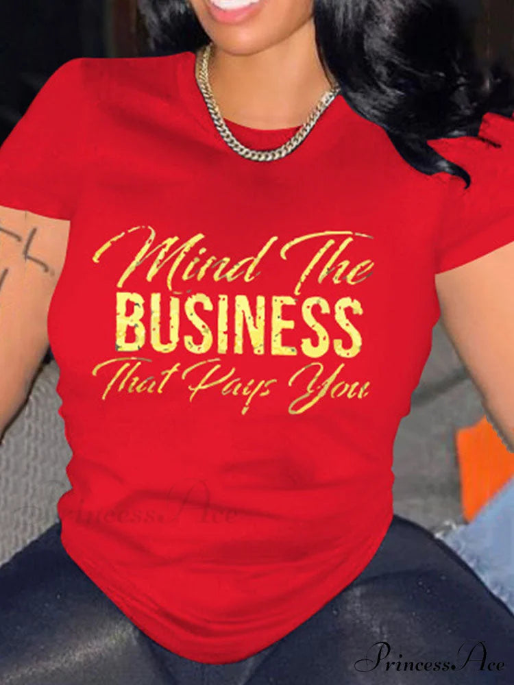 Casual Letter Graceful Loose Shirt Red / M