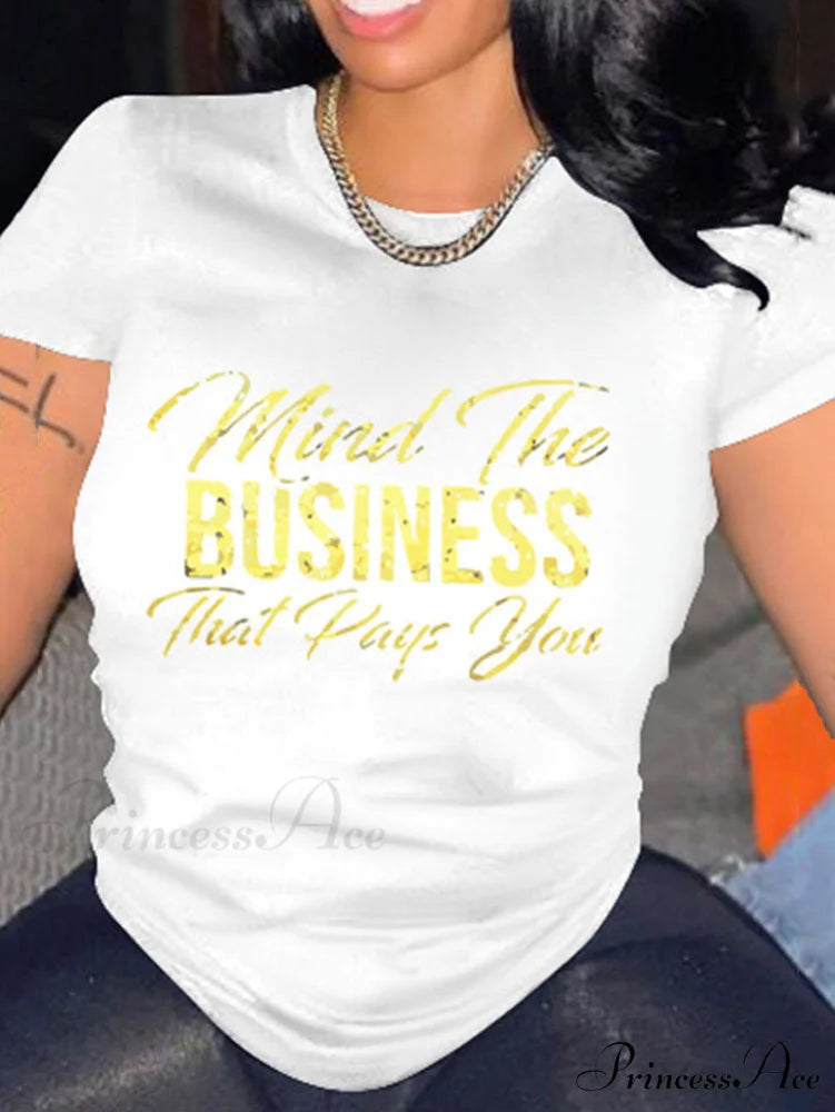 Casual Letter Graceful Loose Shirt White / M