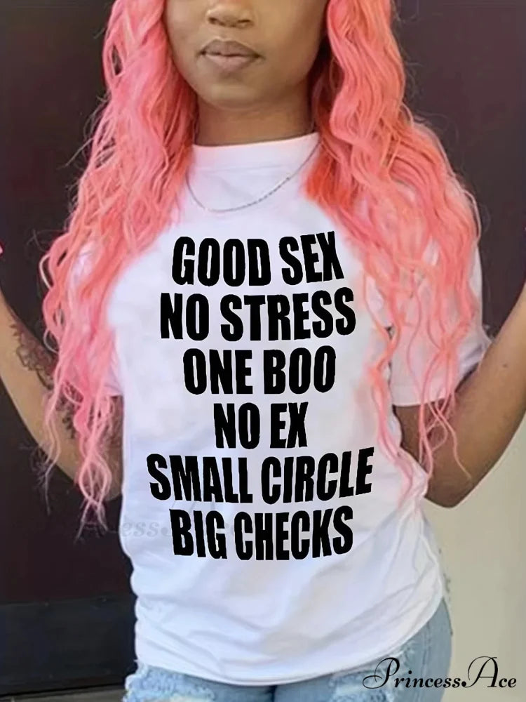 Casual Letter Print Short Sleeve Crew Neck Women’s Clothing T-shirt