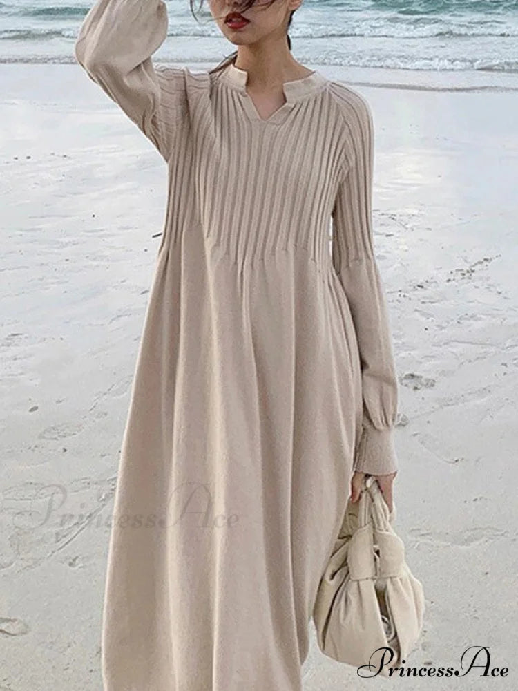 Casual Long Sleeves Solid Modern Color High-Neck Mini Dresses