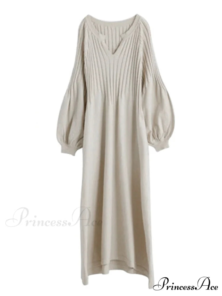 Casual Long Sleeves Solid Modern Color High-Neck Mini Dresses GRAY / FREE SIZE