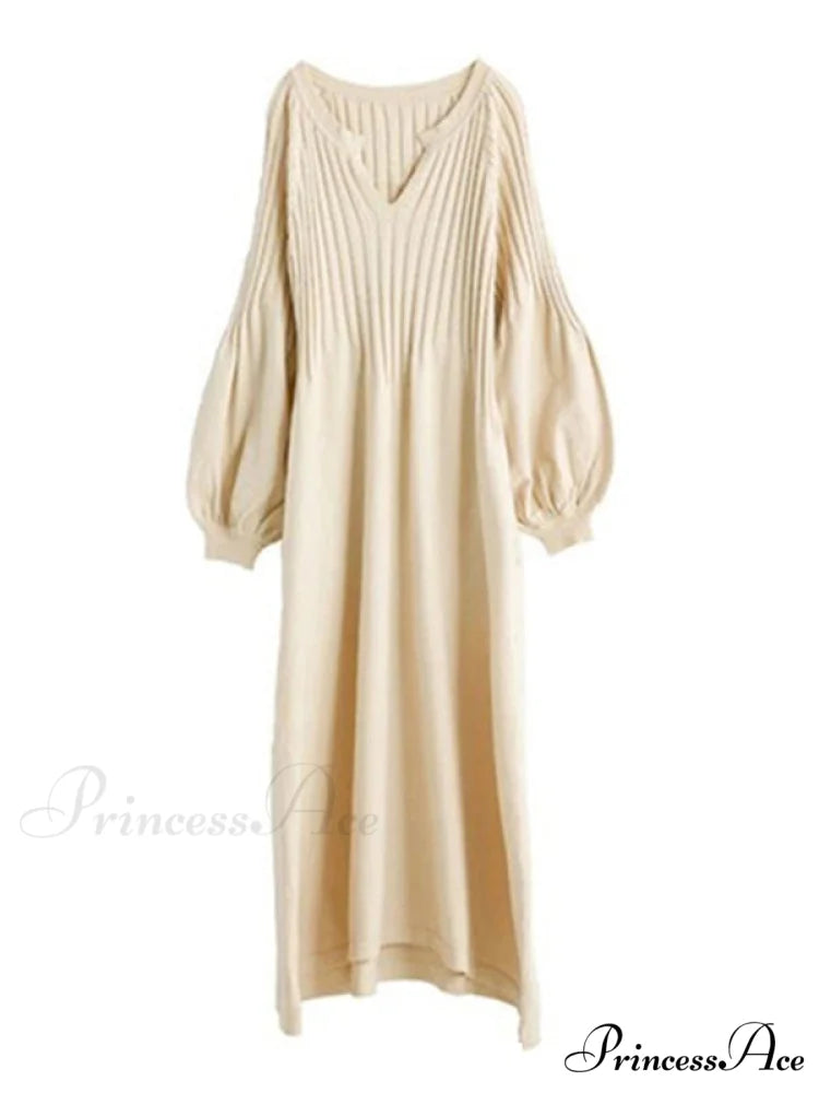 Casual Long Sleeves Solid Modern Color High-Neck Mini Dresses YELLOW / FREE SIZE