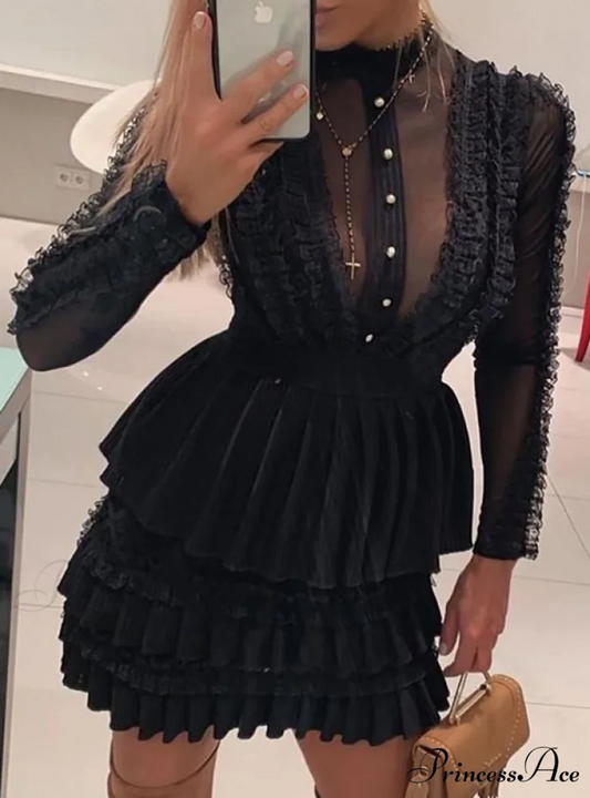 Casual Mini Dress - Women’s Long Sleeve