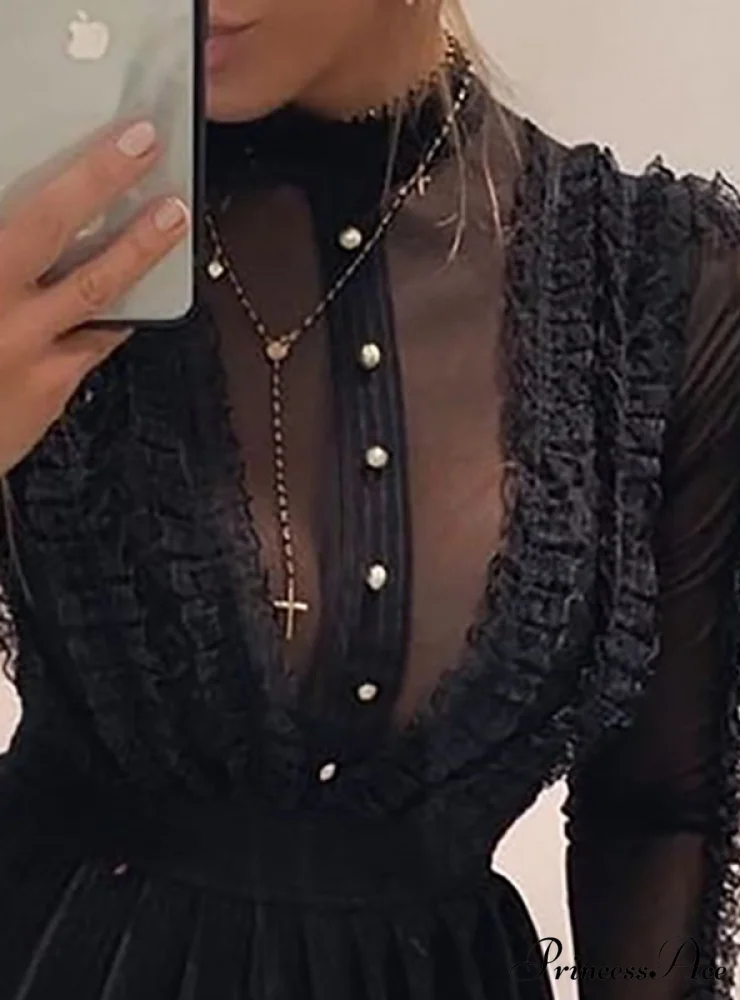 Casual Mini Dress - Women’s Long Sleeve