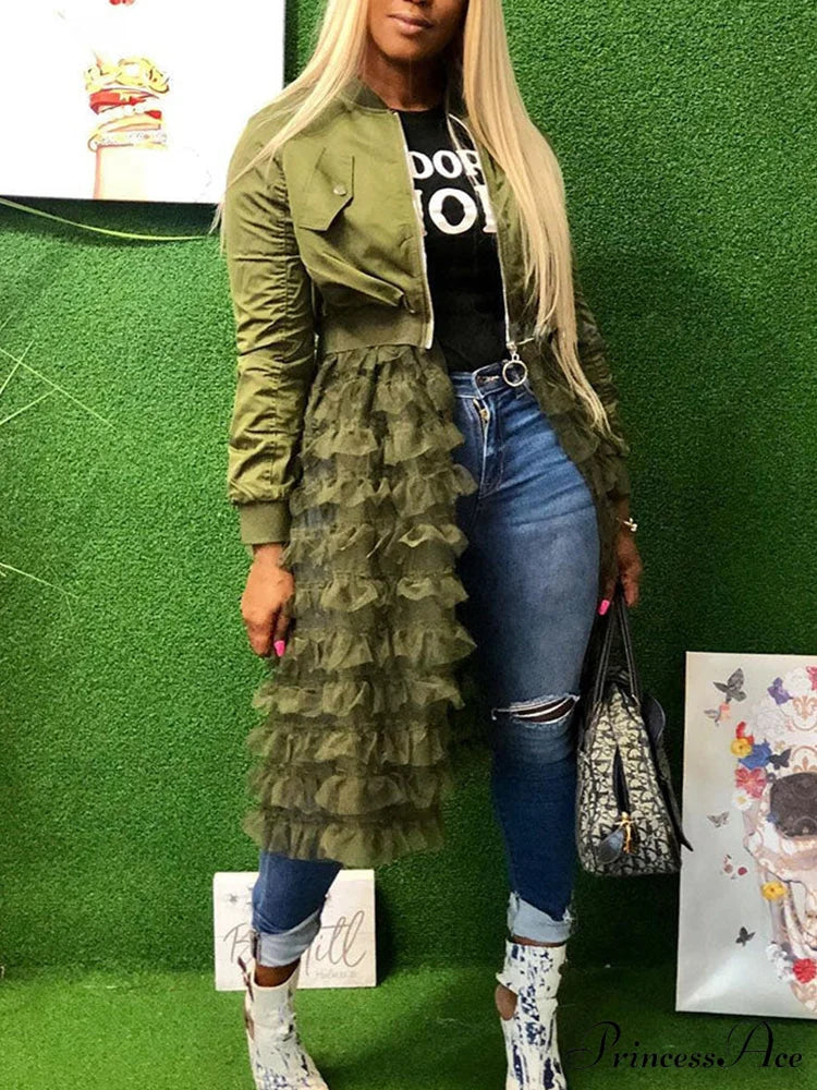 Casual Patchwork Graceful Plaid Long Shirts Army Green / M