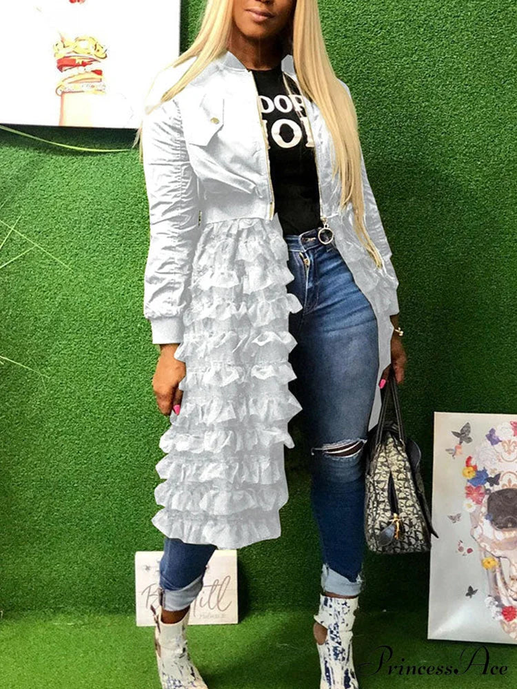 Casual Patchwork Graceful Plaid Long Shirts White / M