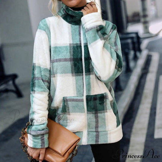 Casual Plush Cozy Coat Green / S
