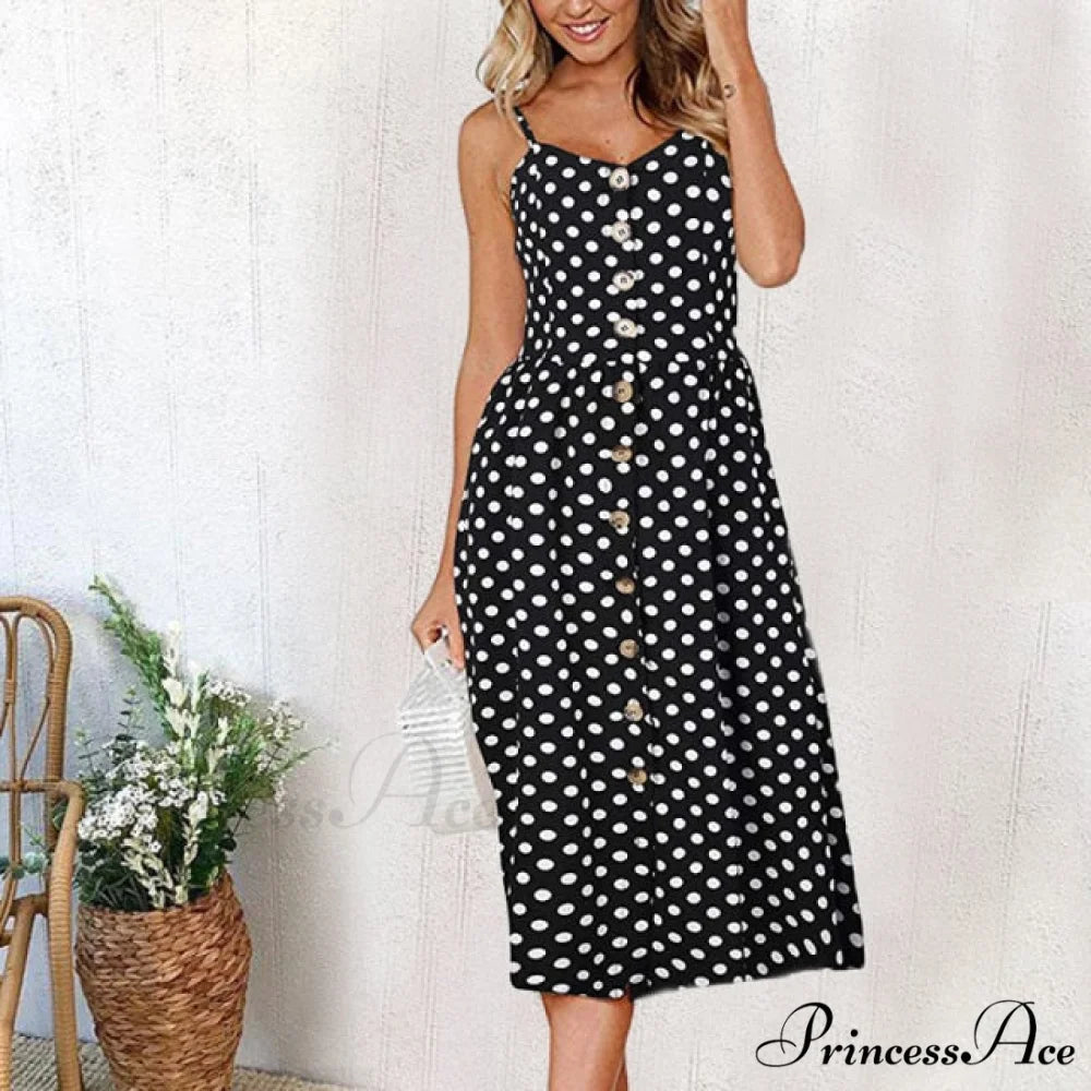 Casual Print Beach Dress black 3 / S
