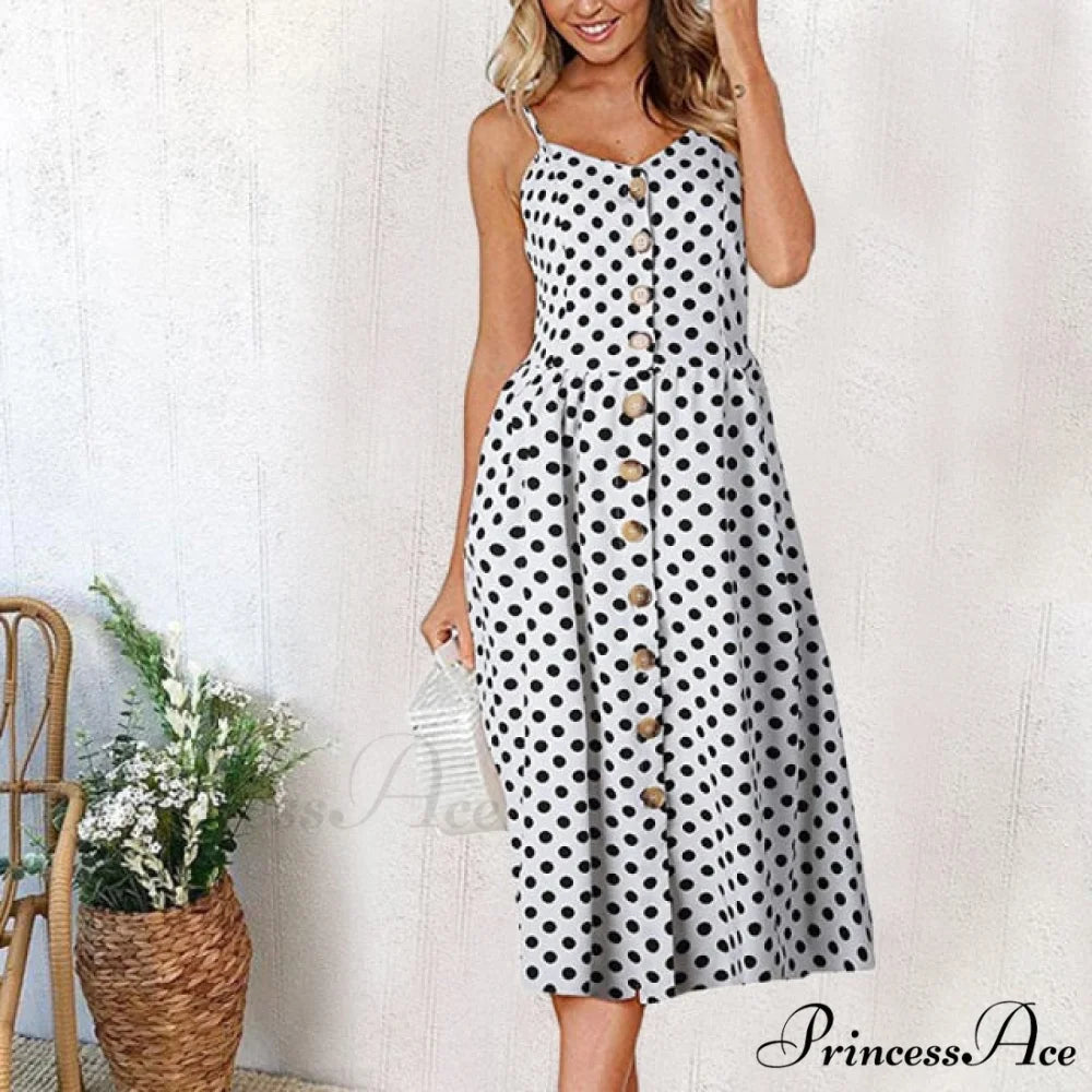 Casual Print Beach Dress white 2 / S