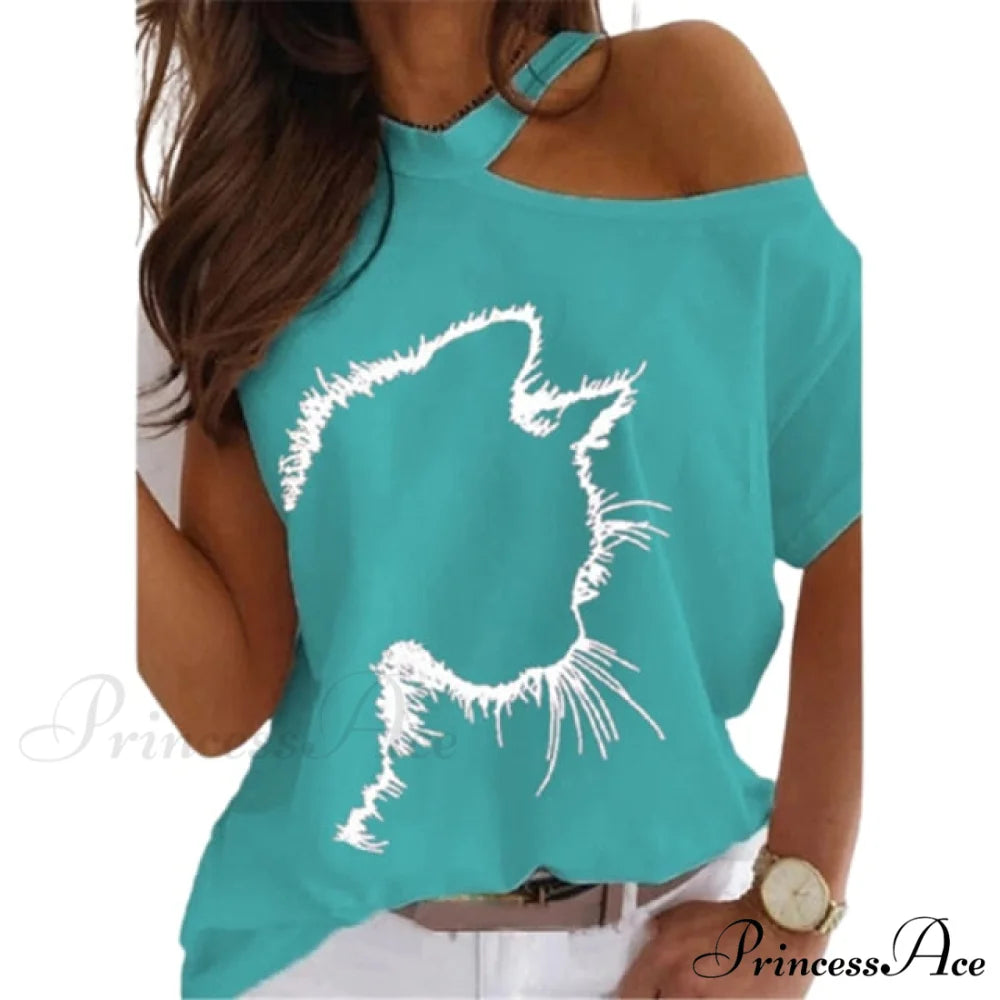 Casual Print Short Sleeve O-neck Tops