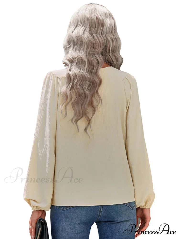 casual pullover long neck color with sleeves loose solid Women’s round shirt
