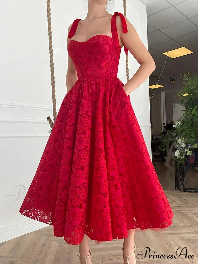Casual Red Long Vacation Beach Sundress Christmas Party Dress Red / S