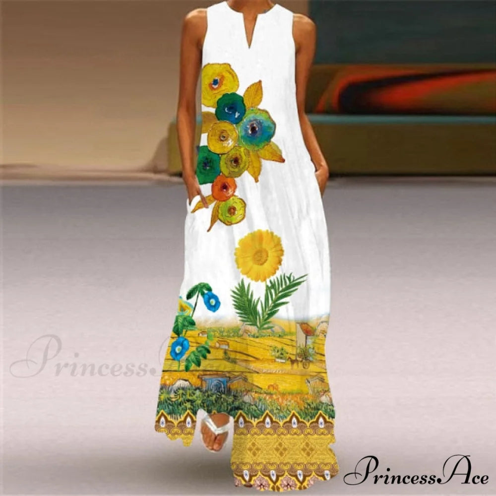 Casual Sexy Boho Beach Dresses yellow white / S