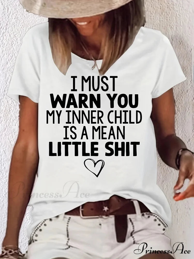 Casual Short Sleeve Spring & Summer Women’s Clothing Print Crew Neck T-shirt WHITE / S