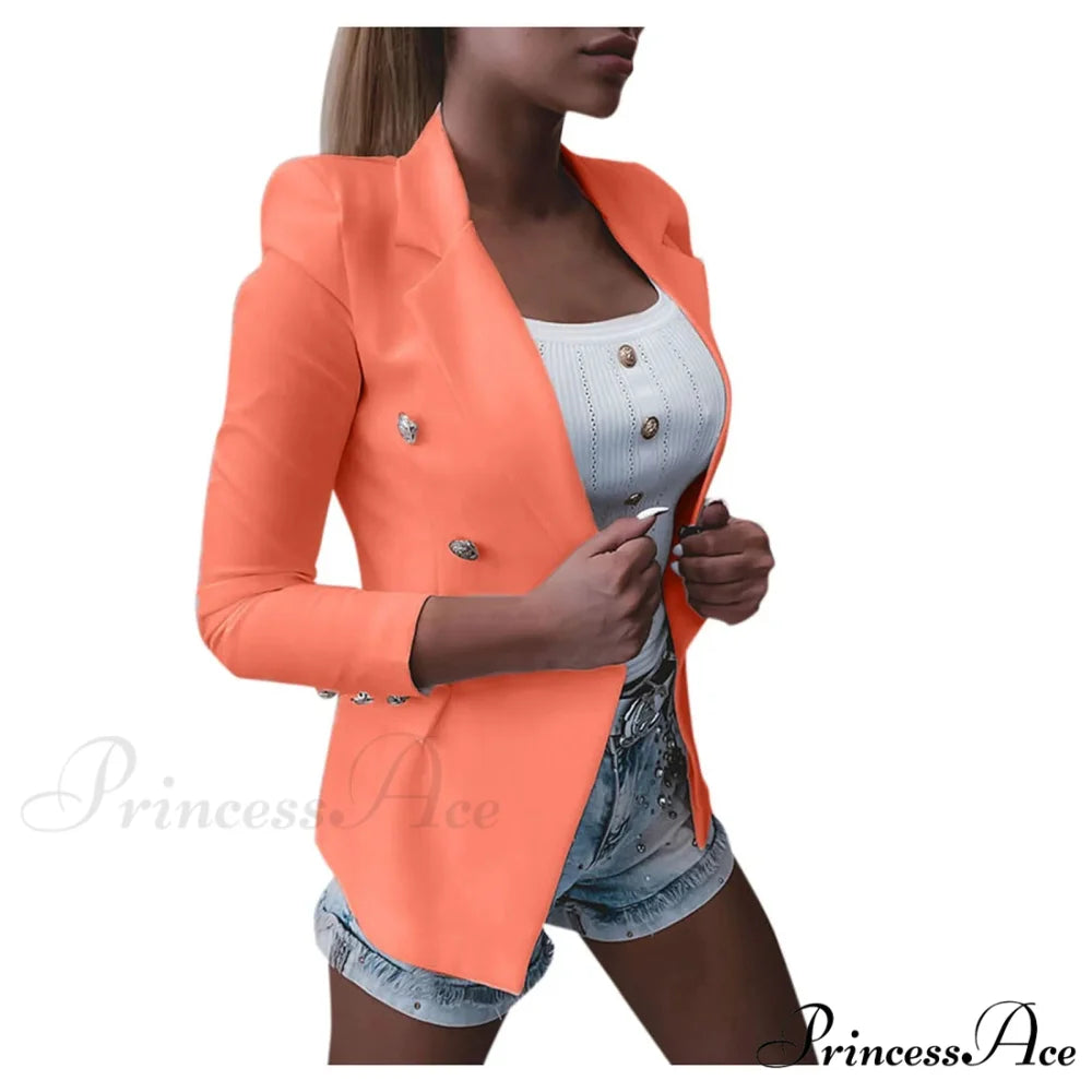 Casual Short Solid Button Plus Size Female Office Slim Blazer Autumn Winter Warm Chic Stylish Elegant Fashionable