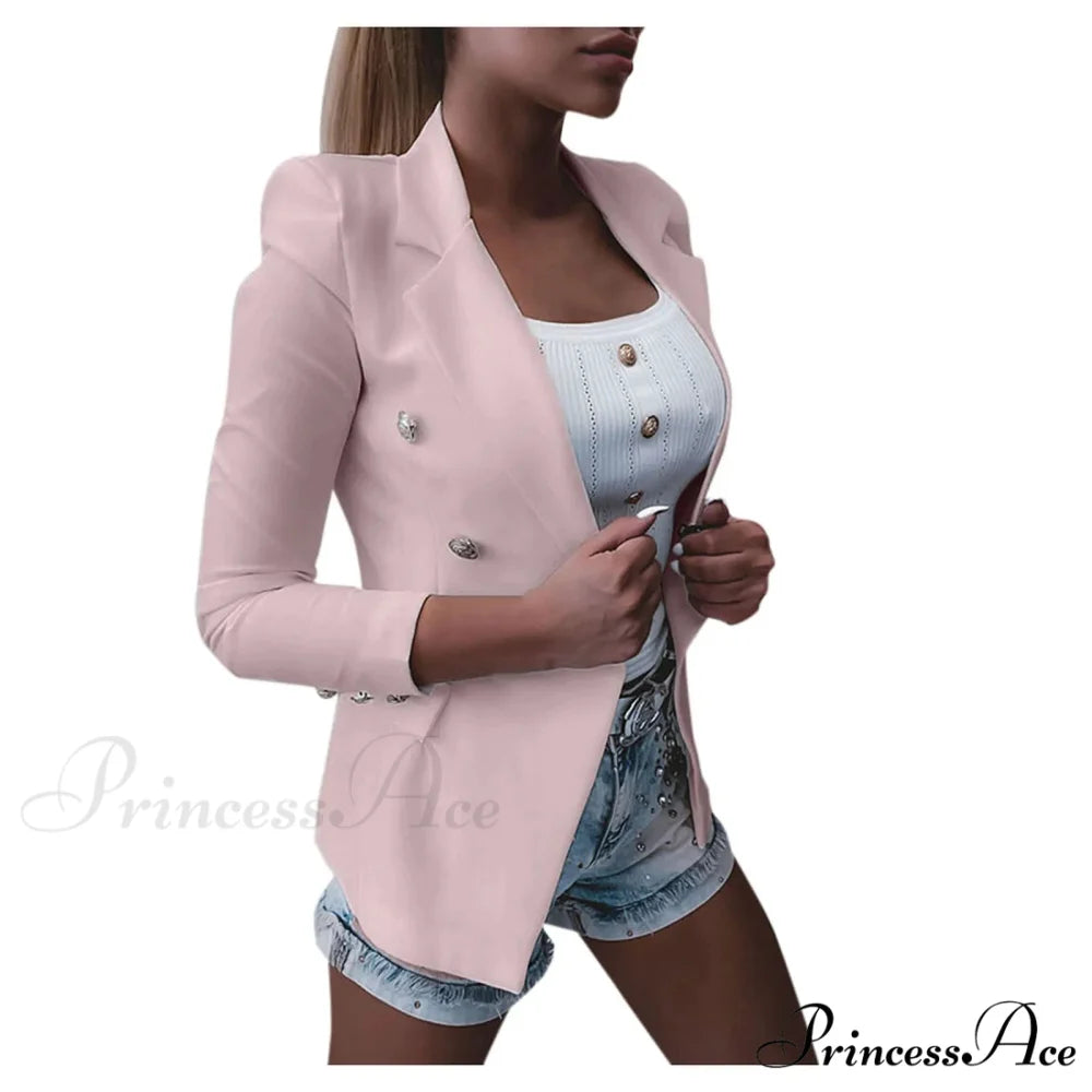 Casual Short Solid Button Plus Size Female Office Slim Blazer Autumn Winter Warm Chic Stylish Elegant Fashionable